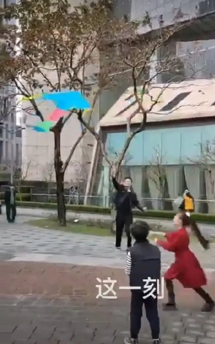 汪小菲和儿女一起放风筝,画面温馨!
